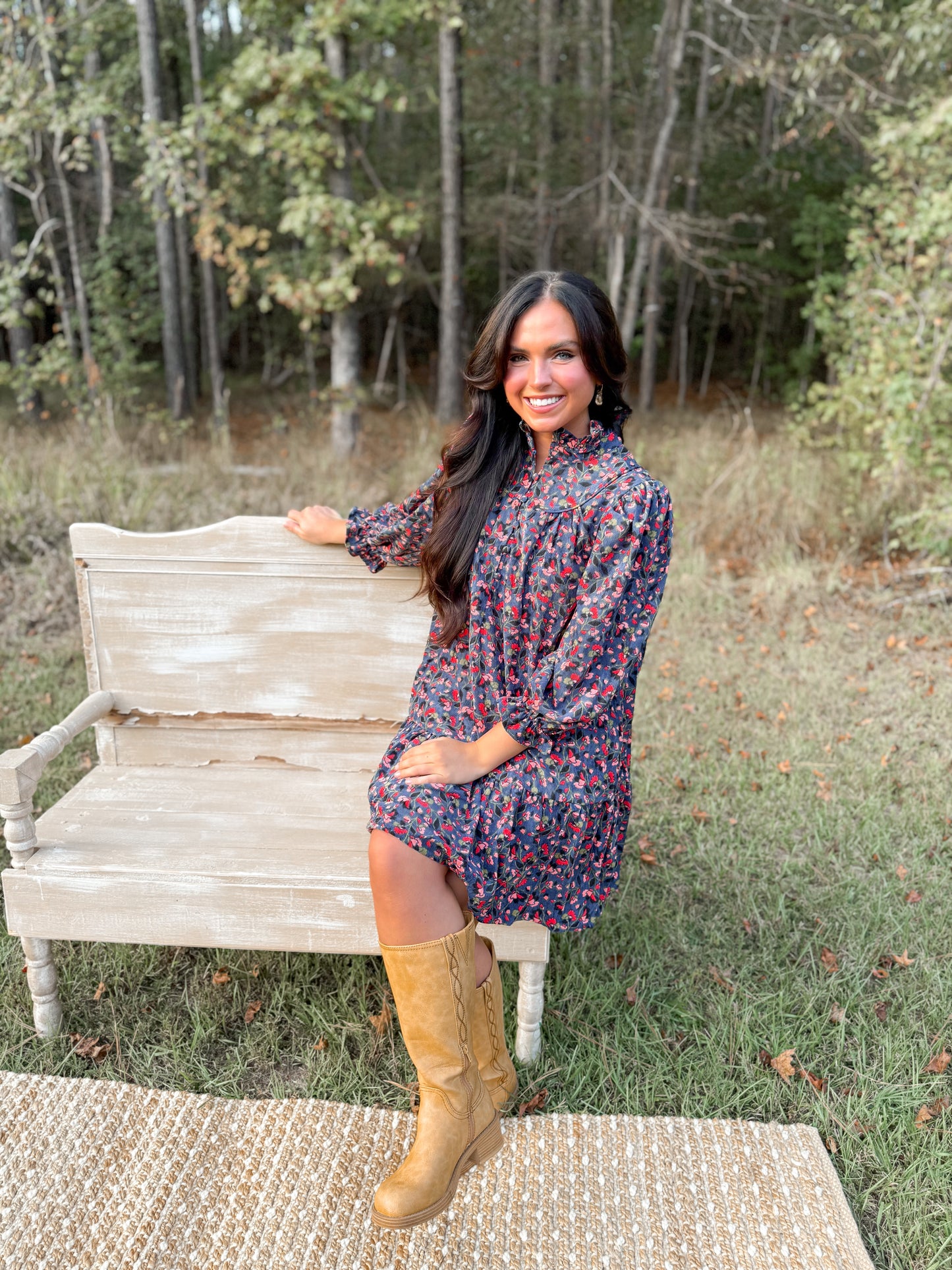 Navy Floral Dress