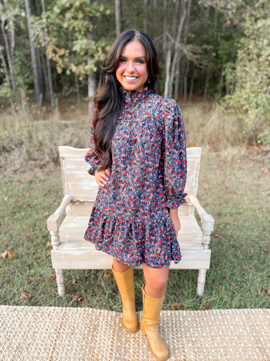 Navy Floral Dress
