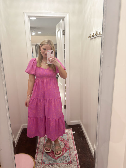 Magenta Midi Dress