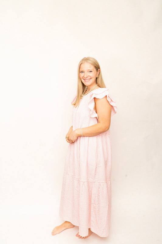 Pink Stripe Midi Dress