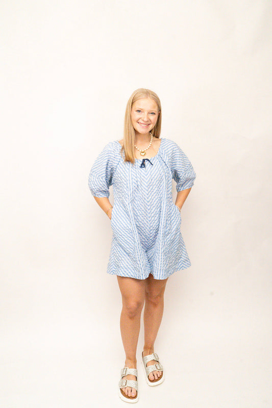 Blue Stripe Romper