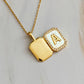 Initial Deco Open Locket Pendant Necklace: Gold / B