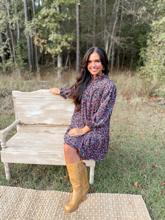 Navy Floral Dress