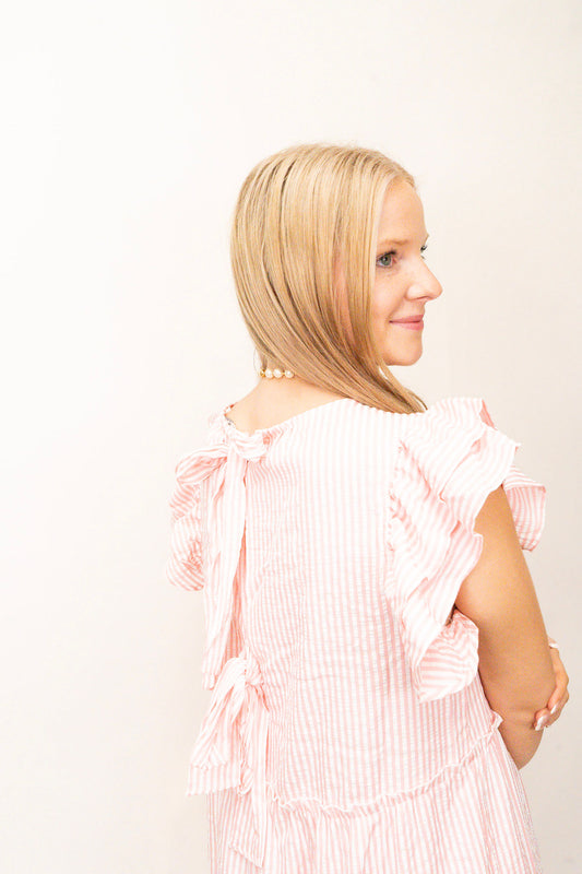 Pink Stripe Midi Dress