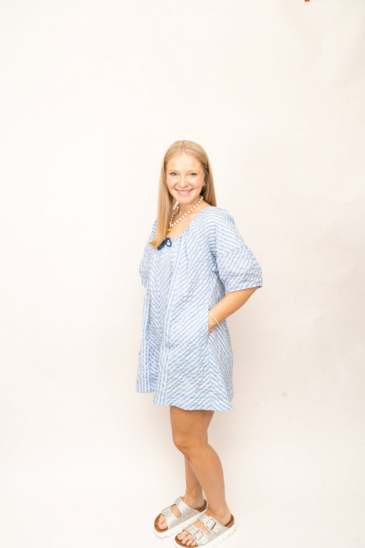 Blue Stripe Romper