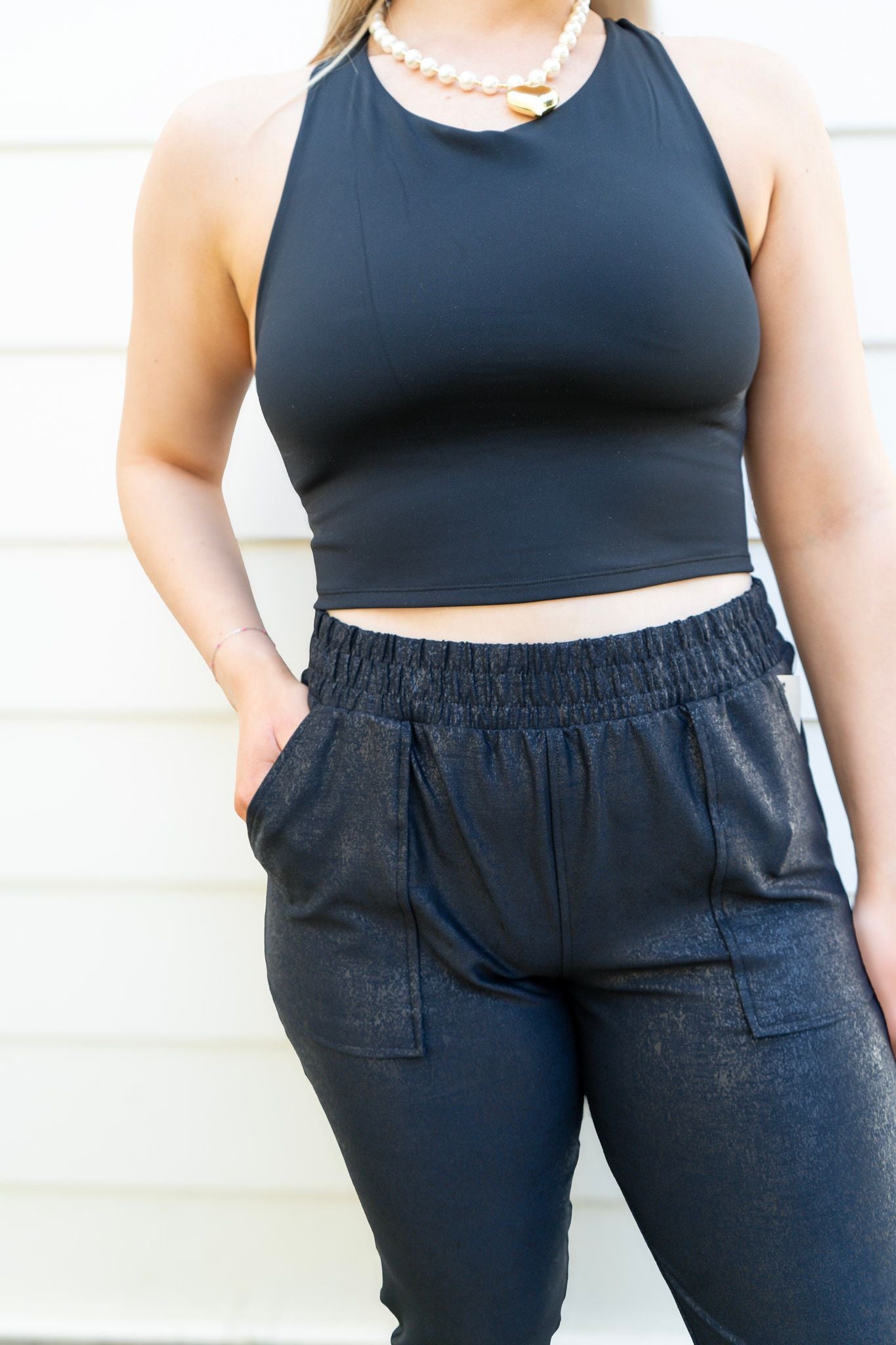 Black Foil Joggers