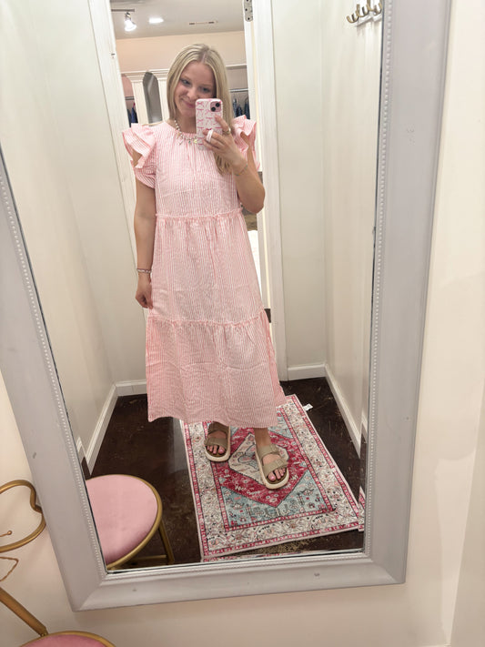 Pink Stripe Midi Dress