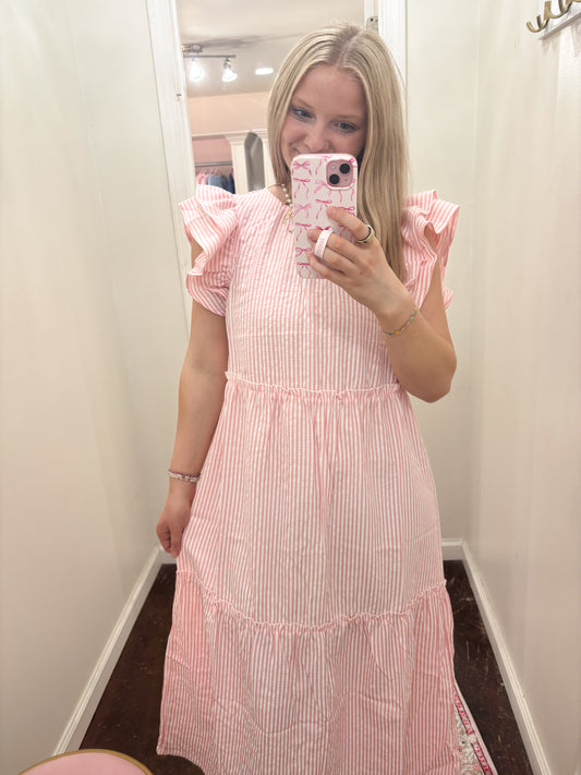 Pink Stripe Midi Dress