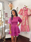 Fuschia Puff Sleeve Mini Dress