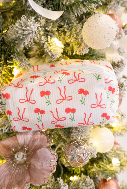 Cherries and Bows Makeup Bag
