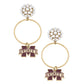 Mississippi State Bulldogs Pearl Cluster Enamel Hoop Earring