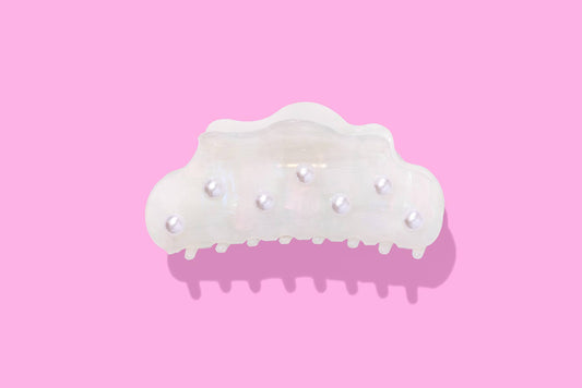 Claw Hair Clip - Large - Iridescent w/ Pearl Beads